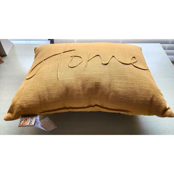 Pillow/Throw-Devi Designs-Gold-"HOME" Embossed-17x12 in-No Zipper-Throw Pillow - Picture 5 of 12